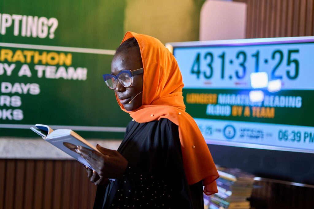 Another marathoner, Keturah Heman, reading during the marathon held at Mazimi @ The Library Lagos